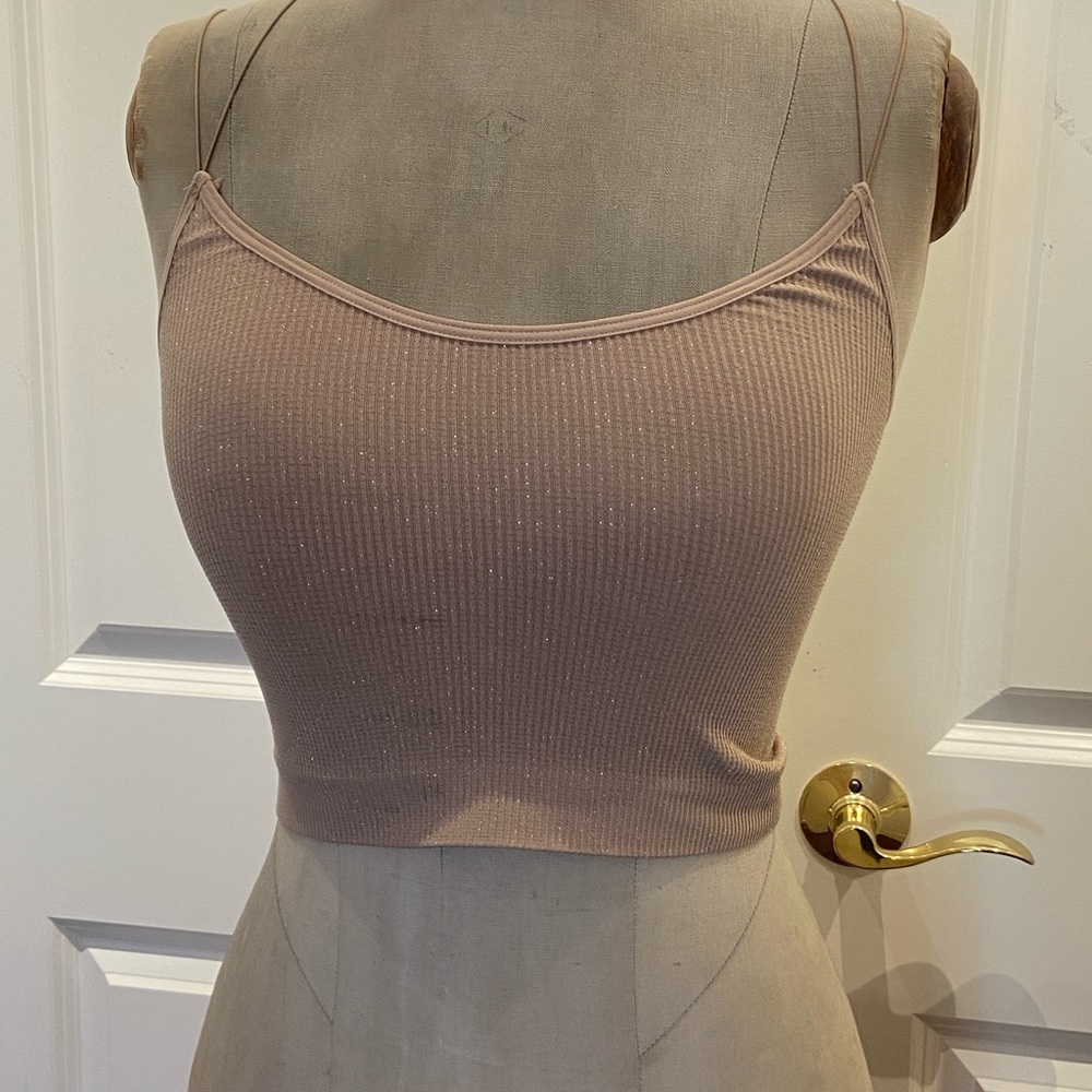 Beige cross back crop top